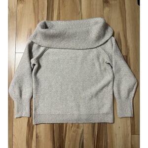 J Jill Convertible Shoulders Textured Sweater Lt Gray Boatneck Cowl  Sz Small